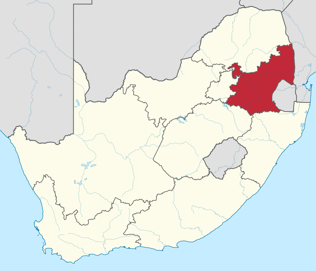 Map of the Mpumulanga Province in South Africa