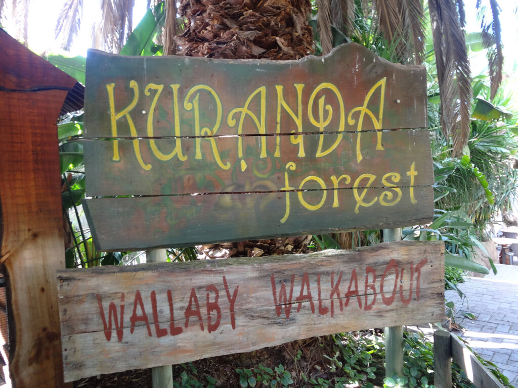 Signs to the Kuranda Forest and the Wallaby Walkabout