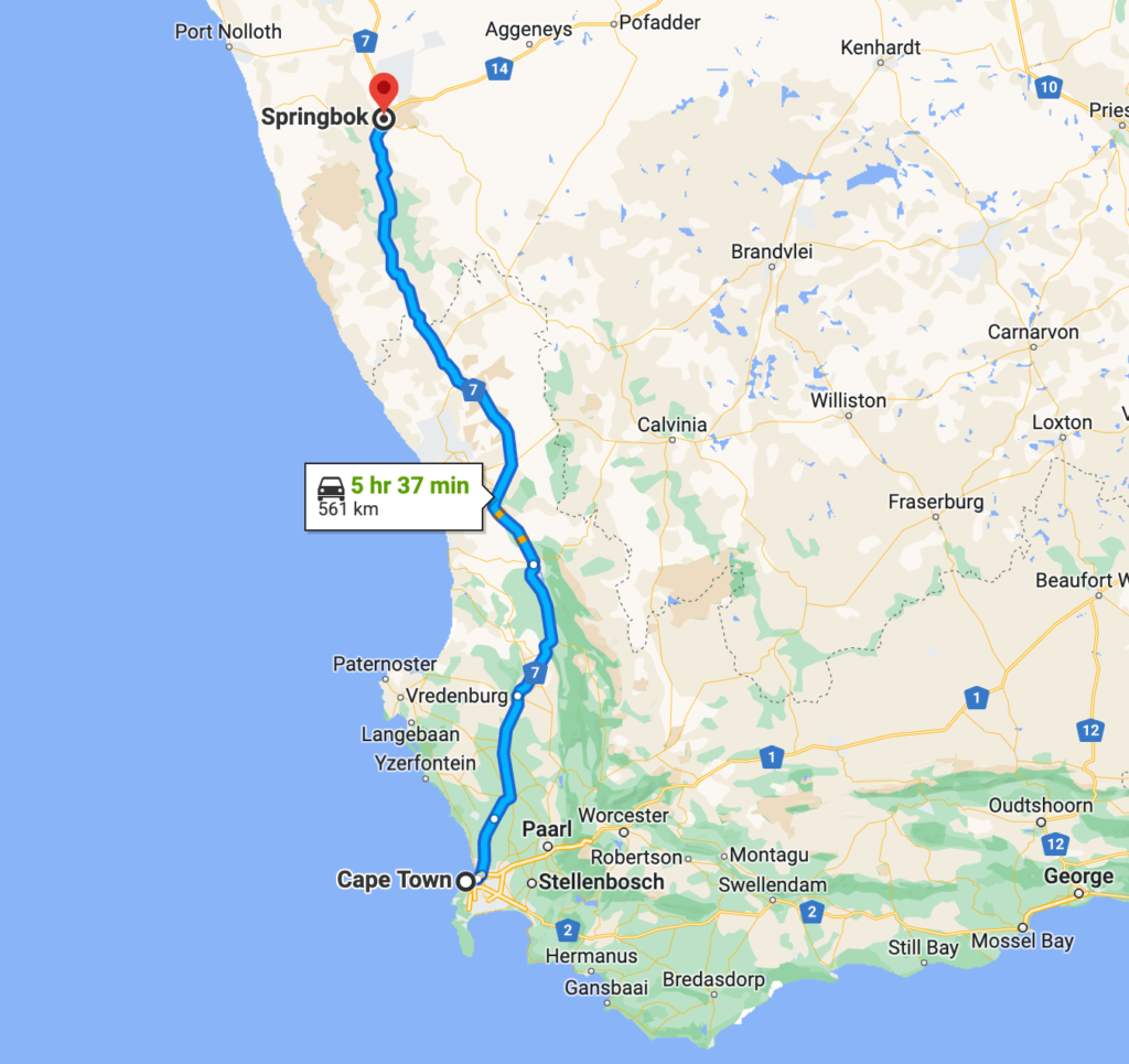 Namaqualand road trip route