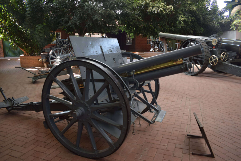 Outdoor display of cannons at the SA National War Museum